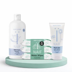 Pack #4: Espuma de baño de 500ml, 3 Paquetes de toallitas de agua y Gel de baño de 100ml
